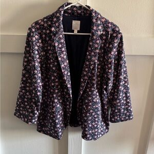 LC Lauren Conrad Navy Floral Blazer